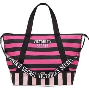 Victoria’s Secret Pink and Black Striped Tote Bag